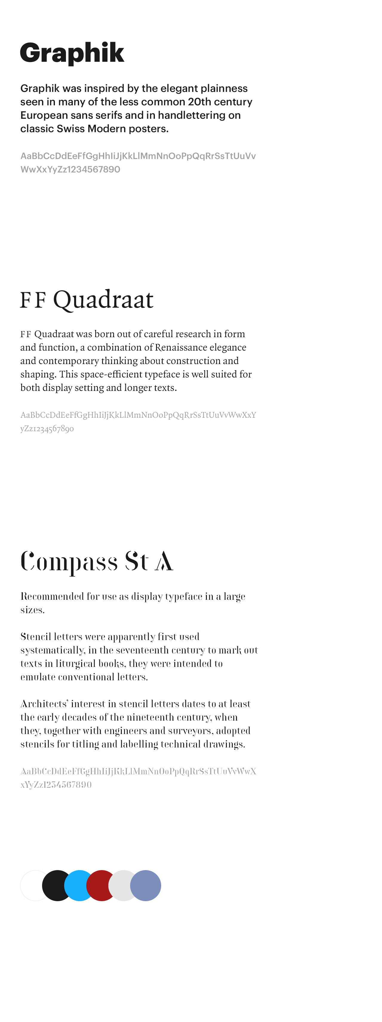 Typography and color samples